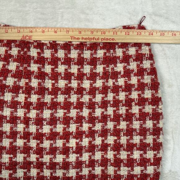 VTG Moschino Cheap Chic Houndstooth Wool Red Midi Pencil Skirt Womens Size US 6 - Picture 8 of 9